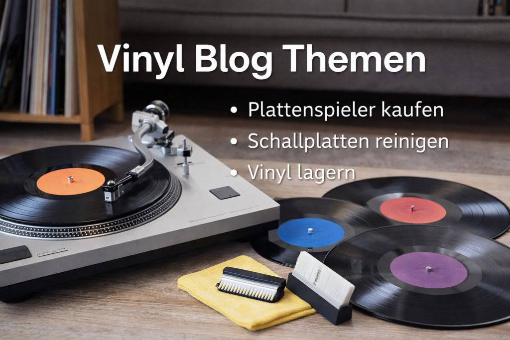 Vinyl Blog Themen mit Plattenspieler und Schallplatten